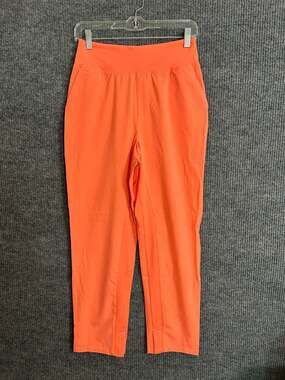 zuda Stretch Woven Travel Pants Womens XS Coral Pull On Ankle Pockets A632599